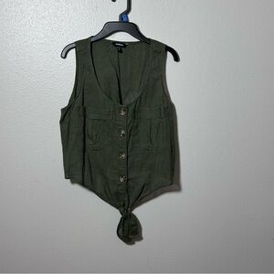 Express Women Dark Green Sleevelesstie knot Top size‎ XS